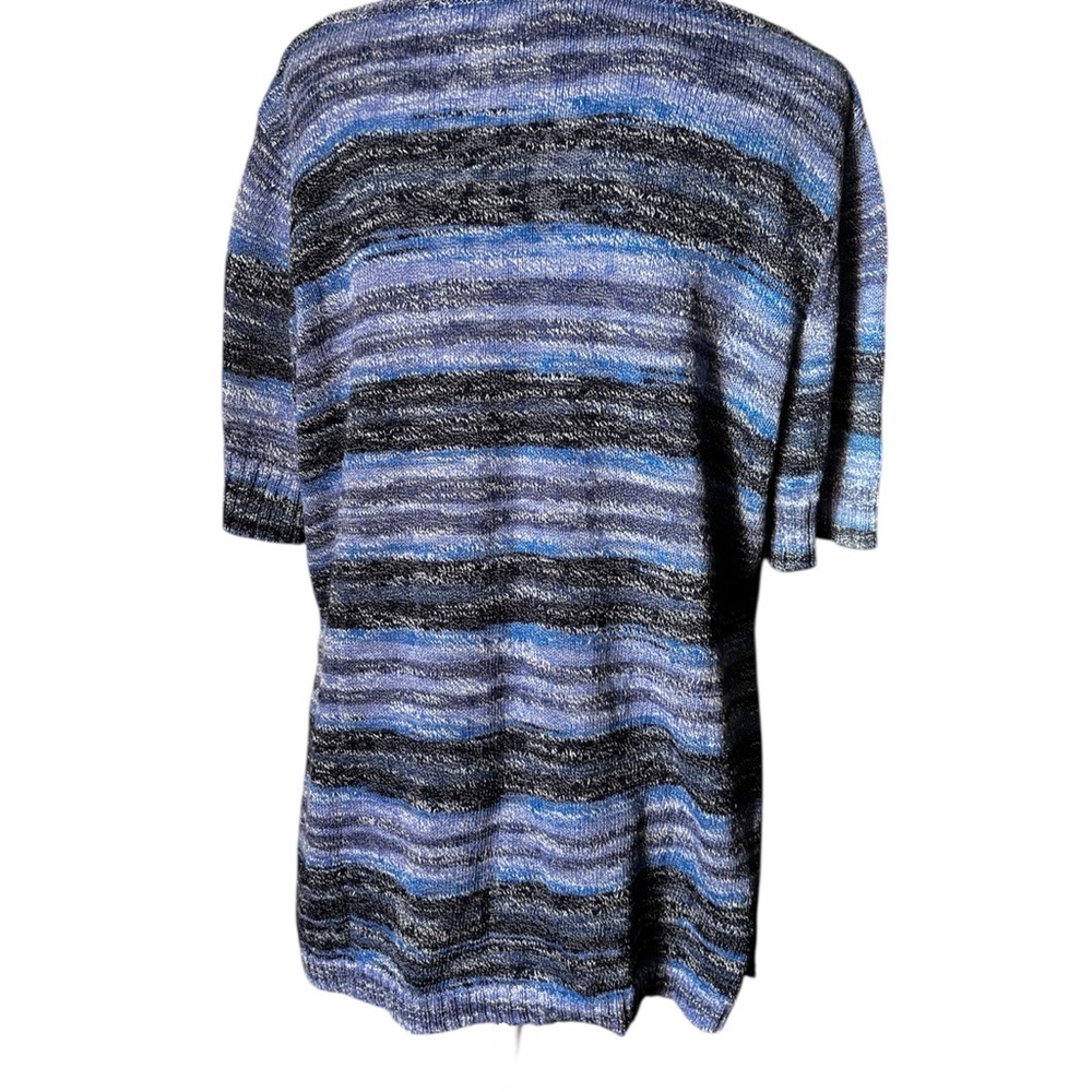 Isaac Mizrahi Blue and Gray Striped Sweater 71% Cotton 29% Polyester - Picture 4 of 6